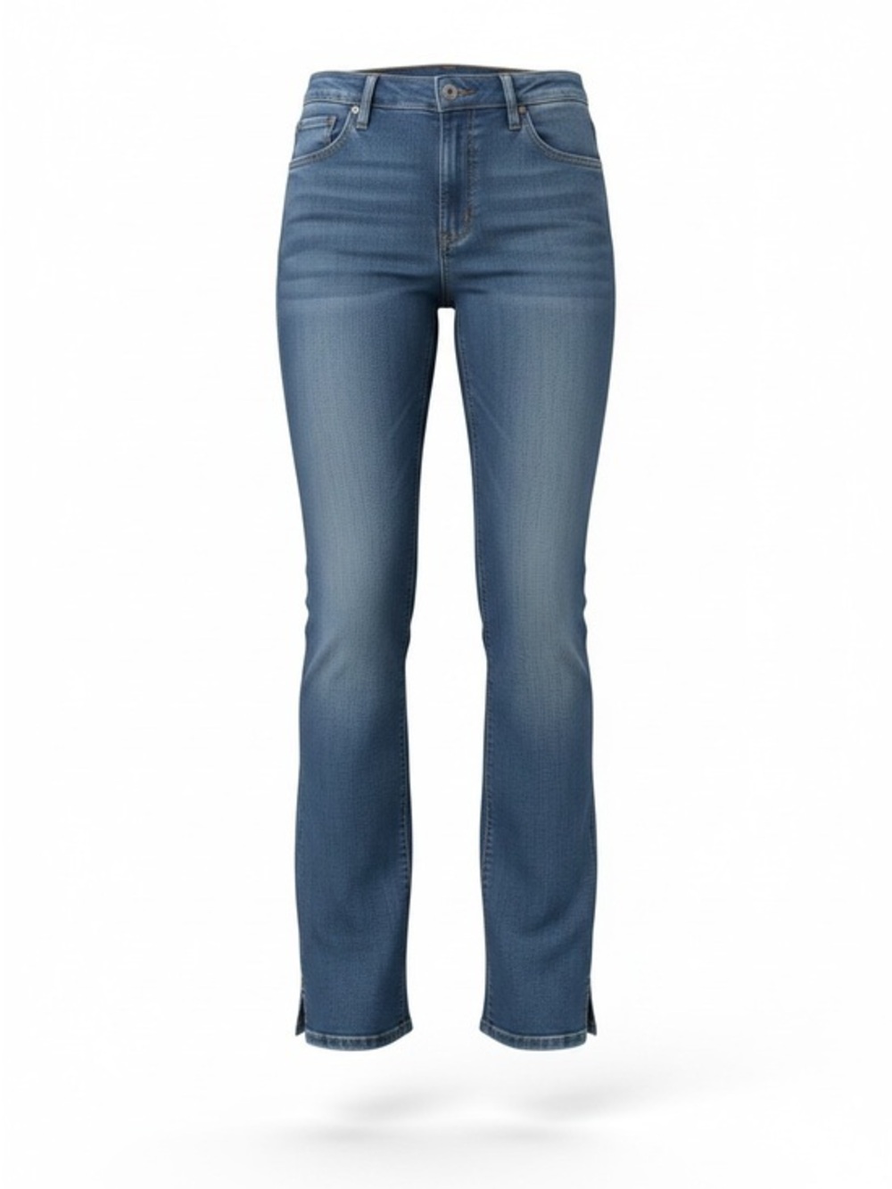 Cruel Girl Blue High-Rise Flare Jeans with Hem Slit